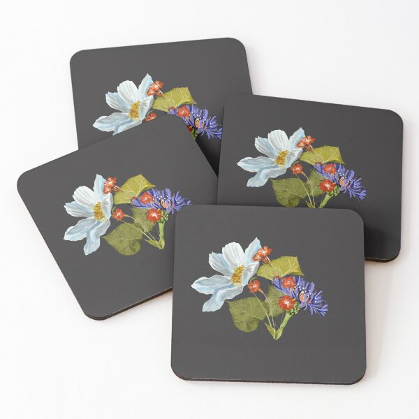 Artikelvorschau, Camomile red blue flower bouquet a watercolor grey entworfen und verkauft von Yana Mustafina | Boho Soulful Designs.