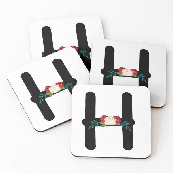 Item preview, Floral Black Monogram H  designed and sold by ModernStyleBoho.