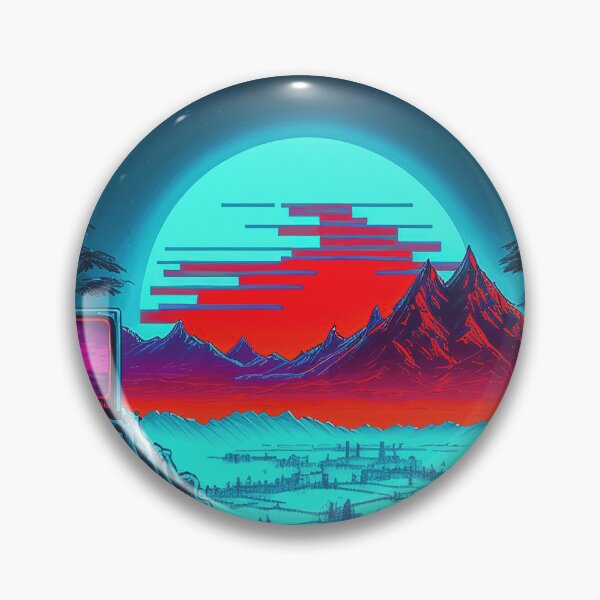 Item preview, Blue and Pink Space Landscape Retro Synthwave designed and sold by simplesticker1.
