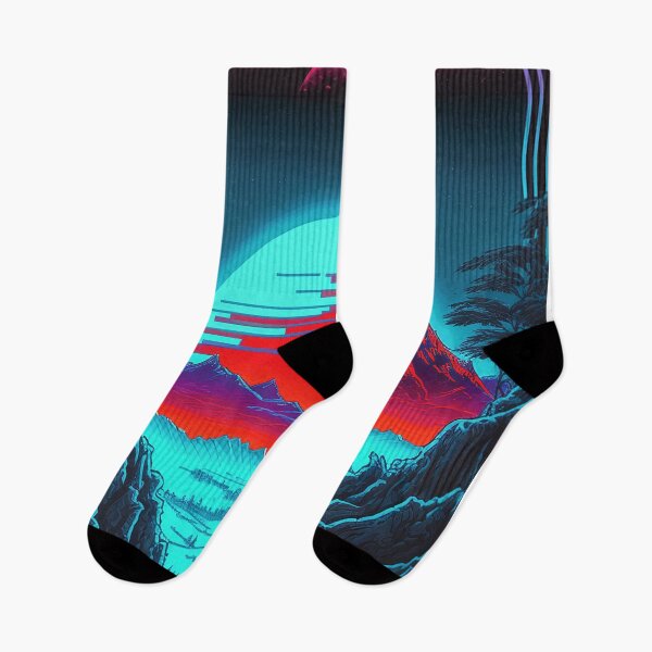 Aperçu de l'œuvre Blue and Pink Space Landscape Retro Synthwave créée et vendue par simplesticker1.