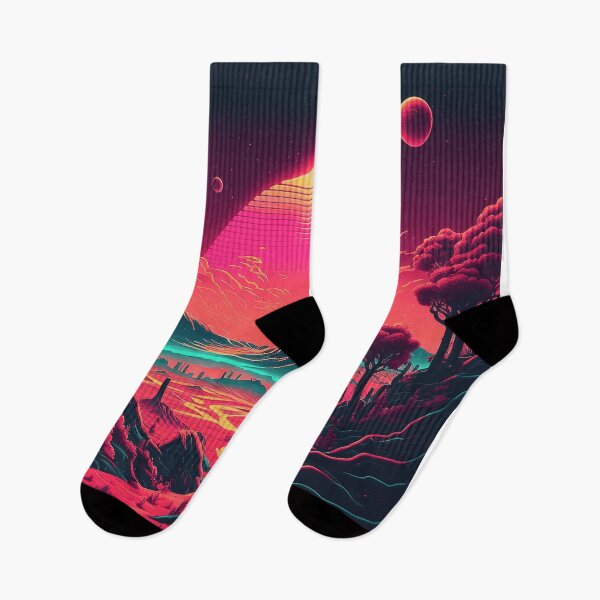Item preview, Orange Space Landscape Retro Synthwave designed and sold by simplesticker1.