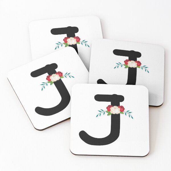 Item preview, Floral Black Monogram J designed and sold by ModernStyleBoho.