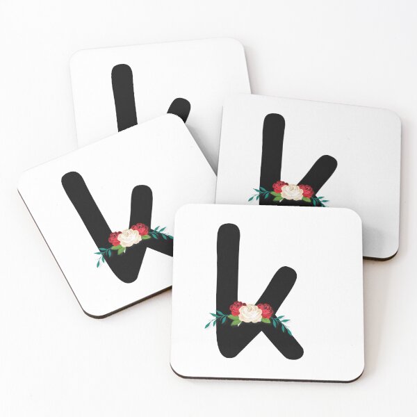Item preview, Floral Black Monogram K designed and sold by ModernStyleBoho.