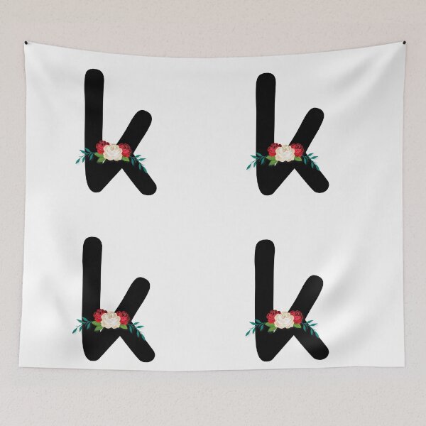 Item preview, Floral Black Monogram K designed and sold by ModernStyleBoho.