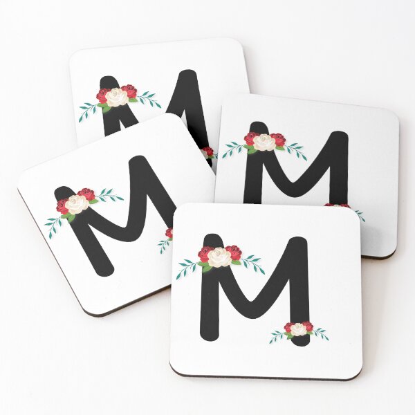 Item preview, Floral Black Monogram M designed and sold by ModernStyleBoho.