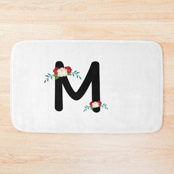 Item preview, Floral Black Monogram M designed and sold by ModernStyleBoho.