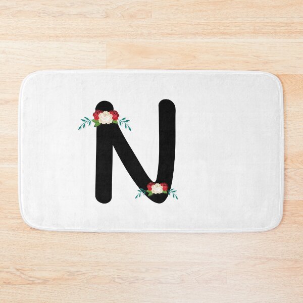 Item preview, Floral Black Monogram N designed and sold by ModernStyleBoho.