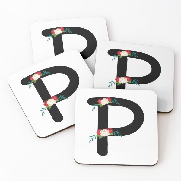 Item preview, Floral Black Monogram P designed and sold by ModernStyleBoho.