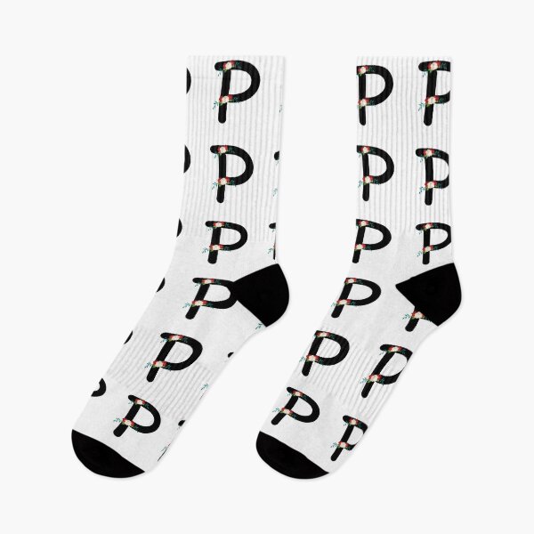 Item preview, Floral Black Monogram P designed and sold by ModernStyleBoho.