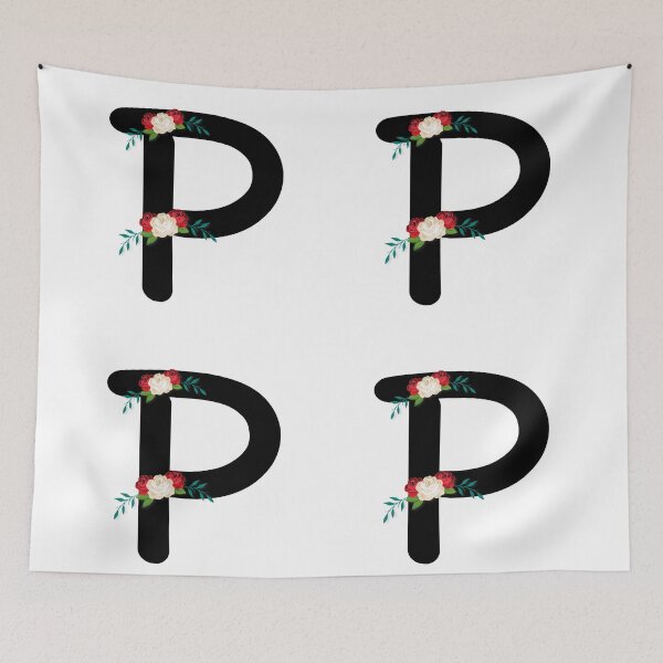 Item preview, Floral Black Monogram P designed and sold by ModernStyleBoho.