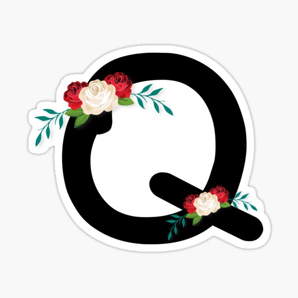 Item preview, Floral Black Monogram Q designed and sold by ModernStyleBoho.