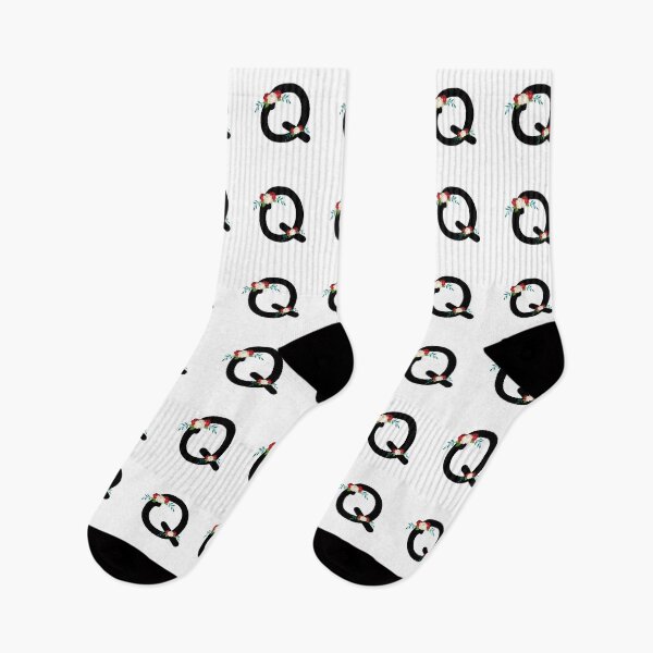 Item preview, Floral Black Monogram Q designed and sold by ModernStyleBoho.