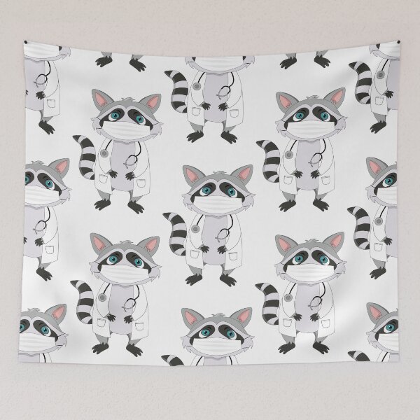 Item preview, Cute physician raccoon with a stethoscope designed and sold by atedesigns.