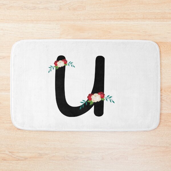 Item preview, Floral Black Monogram U designed and sold by ModernStyleBoho.