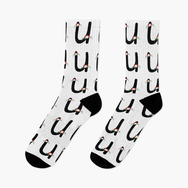Item preview, Floral Black Monogram U designed and sold by ModernStyleBoho.