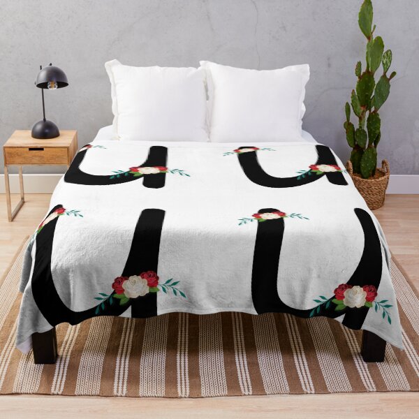 Item preview, Floral Black Monogram U designed and sold by ModernStyleBoho.