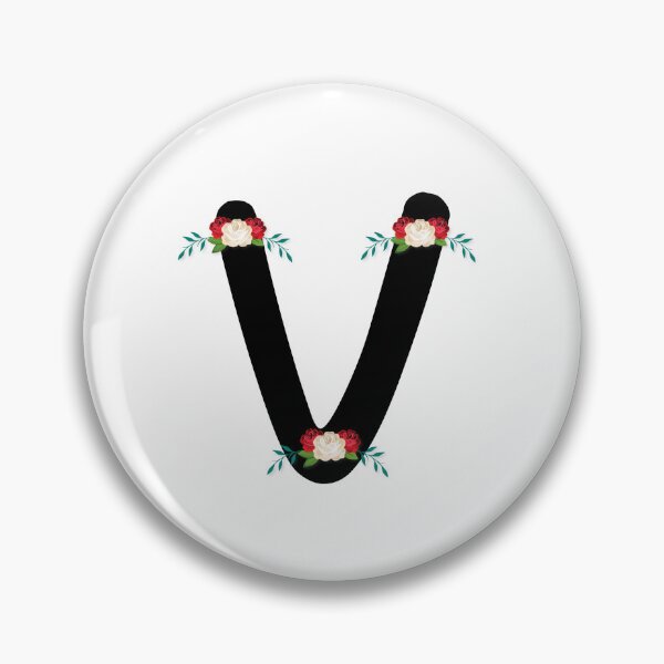 Item preview, Floral Black Monogram V designed and sold by ModernStyleBoho.