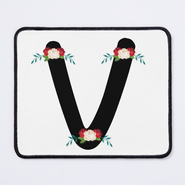 Item preview, Floral Black Monogram V designed and sold by ModernStyleBoho.