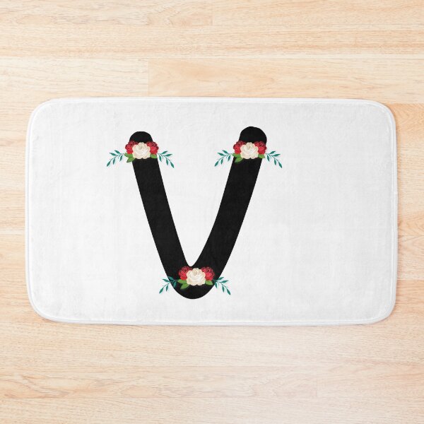 Item preview, Floral Black Monogram V designed and sold by ModernStyleBoho.