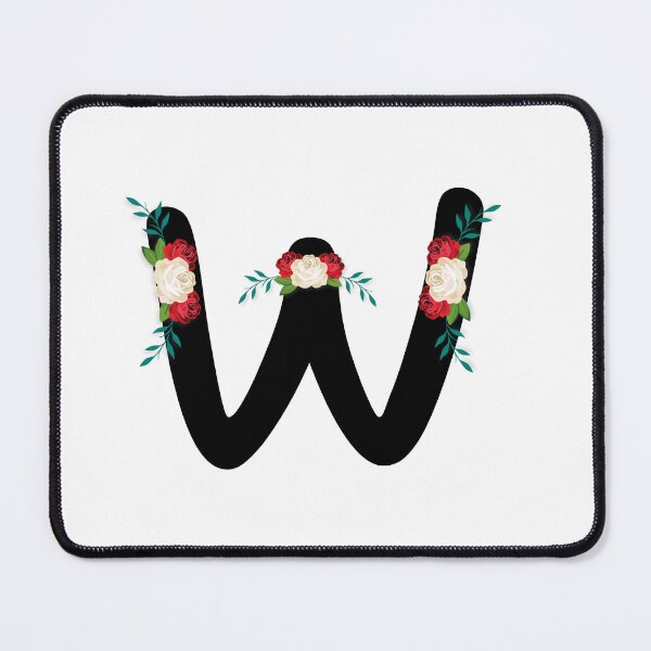 Item preview, Floral Black Monogram W designed and sold by ModernStyleBoho.