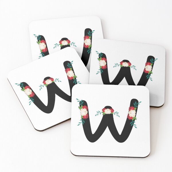 Item preview, Floral Black Monogram W designed and sold by ModernStyleBoho.