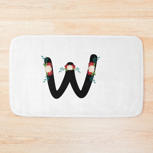 Item preview, Floral Black Monogram W designed and sold by ModernStyleBoho.