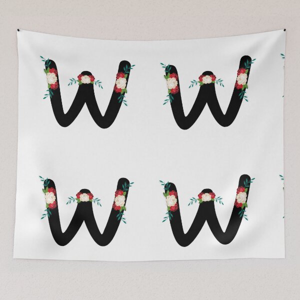 Item preview, Floral Black Monogram W designed and sold by ModernStyleBoho.
