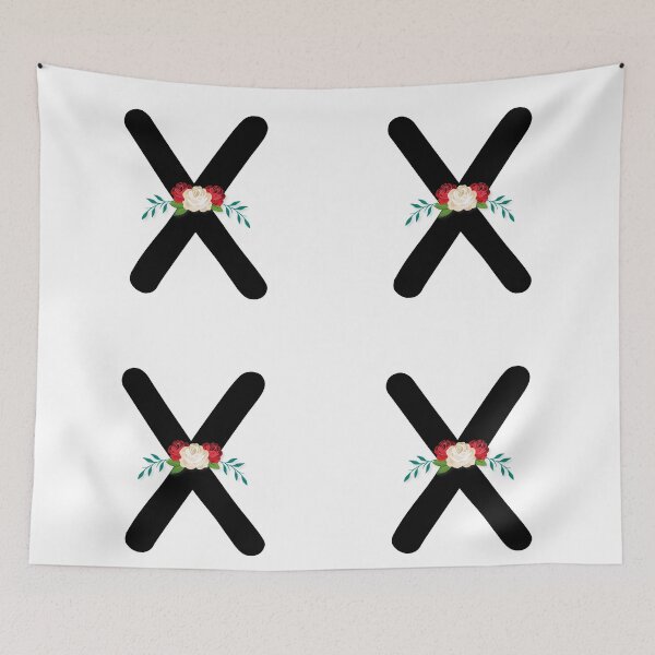 Item preview, Floral Black Monogram X designed and sold by ModernStyleBoho.
