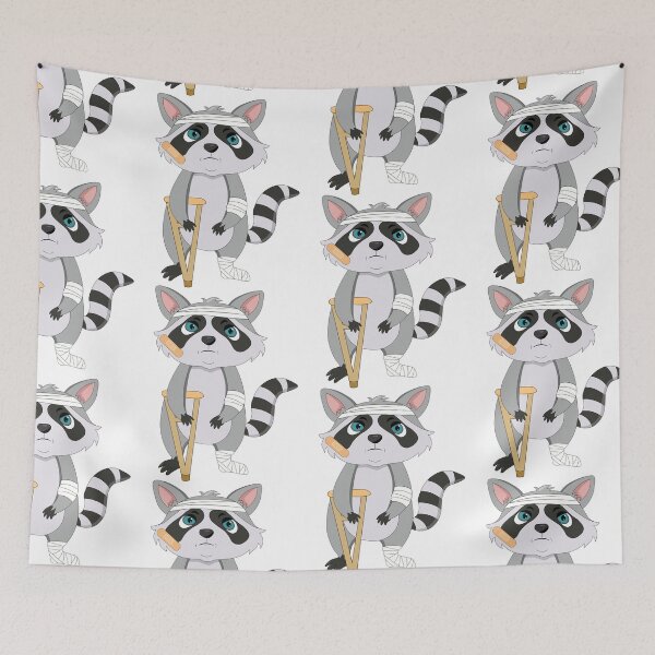 Item preview, Cute raccoon with multiple injuries designed and sold by atedesigns.