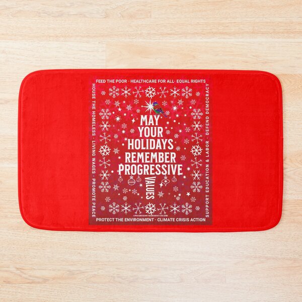Item preview, PMD00167 Progressive Movement Designs Progressive Values Christmas Tree on red w rainbow colored bird for progressives designed and sold by ProgressiveLeft.