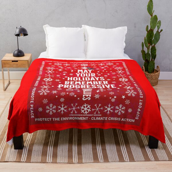 Item preview, PMD00167 Progressive Movement Designs Progressive Values Christmas Tree on red w rainbow colored bird for progressives designed and sold by ProgressiveLeft.