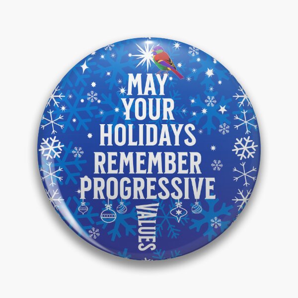 Artikelvorschau, PMD00168 Progressive Movement Designs Progressive Values Weihnachtsbaum auf Blau mit regenbogenfarbenem Vogel für Progressive entworfen und verkauft von ProgressiveLeft.