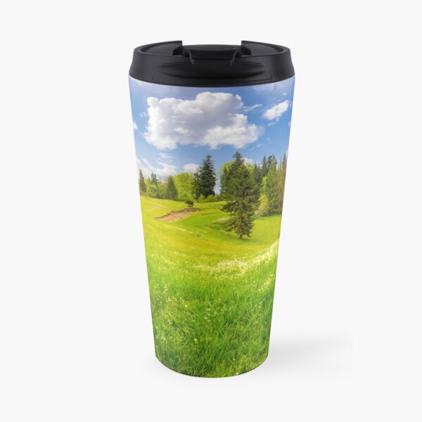 few trees on hillside meadow Travel Mug