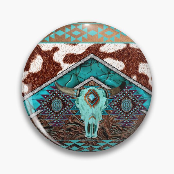 Item preview, Turquoise, Cowhide, Tooled Leather With Cow Skull - Southwestern Style designed and sold by handsoftime2020.