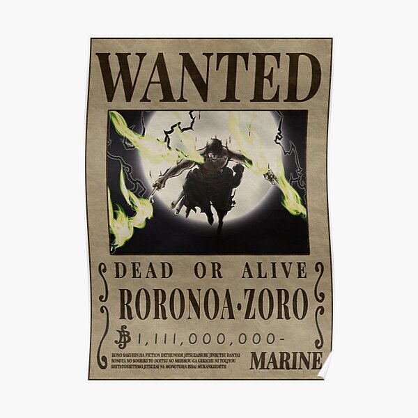 Roronoa Zoro Bounty One Piece King Of Hell Poster For Sale By Onepiecewanted Redbubble 