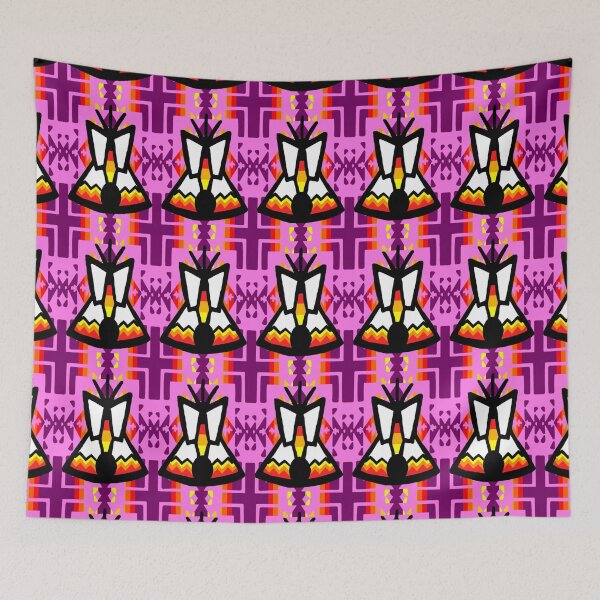 Item preview, Pink / Dark Plum / Fire Color / Tipi Native Blanket Print designed and sold by JMWCD.