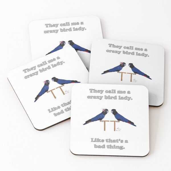 Item preview, Crazy Bird Lady with Red-tailed Black Cockatoos designed and sold by Laughing Parrot Studio.