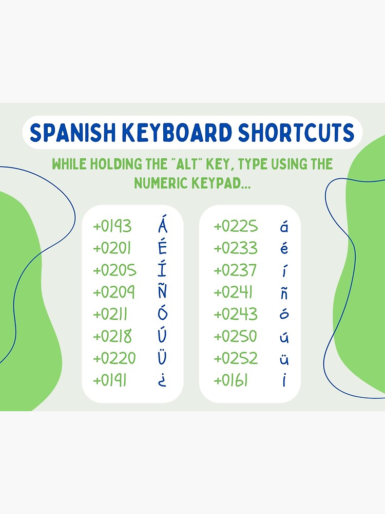 "Spanish Keyboard Shortcuts for Window Users (Blue/Green)" Sticker for