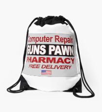 Computer repairs, gun pawn, pharmacy, free delivery Drawstring Bag