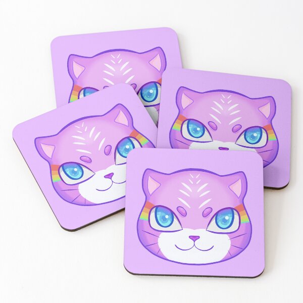 Item preview, Kawaii Purple Cat with Rainbow Face Marks designed and sold by With Love, InspireMari.