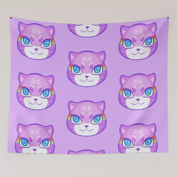Item preview, Kawaii Purple Cat with Rainbow Face Marks designed and sold by With Love, InspireMari.
