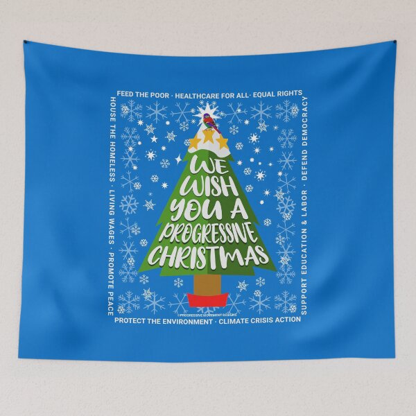 Artikelvorschau, PMD00170 Progressive Movement Designs Progressiver Weihnachtsbaum auf blauem, regenbogenfarbenem Vogel für Progressive entworfen und verkauft von ProgressiveLeft.