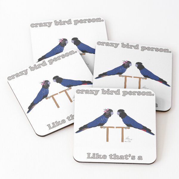 Item preview, Crazy Bird Person with Red-tailed Black Cockatoos designed and sold by Laughing Parrot Studio.