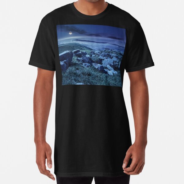 boulders on the mountain meadow at night Long T-Shirt