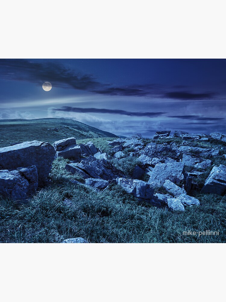boulders on the mountain meadow at night by mike-pellinni