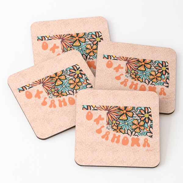 Item preview, Oklahoma State Design | Artist Designed Illustration Featuring Oklahoma State Filled With Retro Flowers with Retro Hand-Lettering designed and sold by MarcyBrennanArt.