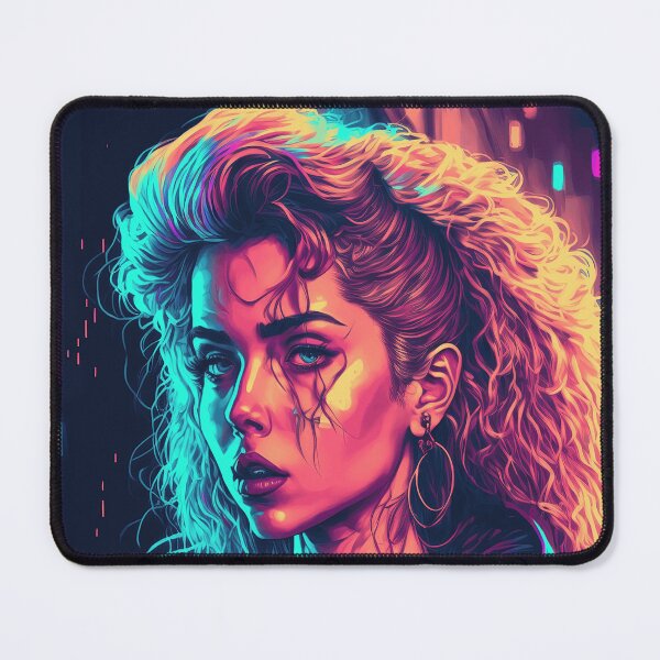 Aperçu de l'œuvre Beautiful 90s Synthwave Girl Portrait créée et vendue par simplesticker1.