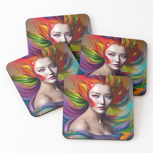 Item preview, Surrealistic Reverie: A Colorful Woman Portrait in Dreamlike Surroundings designed and sold by artmanikin.