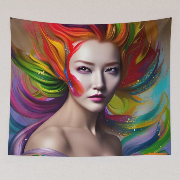 Item preview, Surrealistic Reverie: A Colorful Woman Portrait in Dreamlike Surroundings designed and sold by artmanikin.