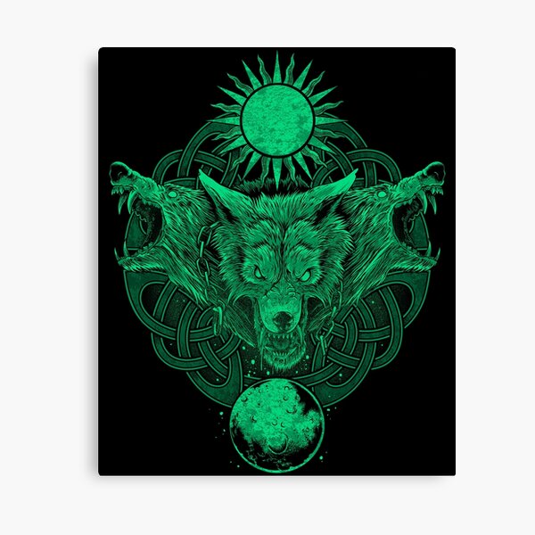 Lienzo «Lobos de Ragnarok Mitología nórdica Lobo Fenrir Pagan» de BluePagan  | Redbubble